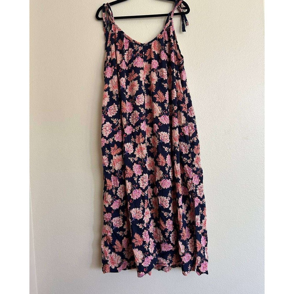 Old Navy Tie-Shoulder Tasseled Floral Print Boho Maxi Sundress Cottagecore